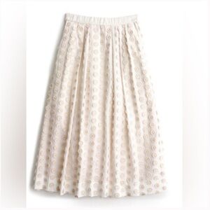 J.Crew cream midi skirt with appliqué
